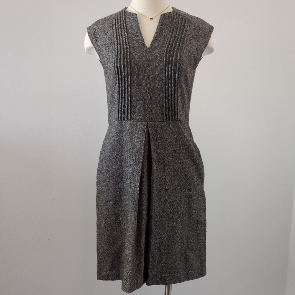Chic Gray Textured Midi Dress - With Pockets!